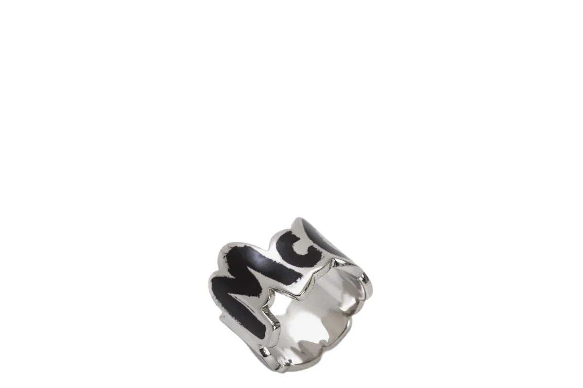 Alexander McQueen Logo Engraved Cut Out Ring