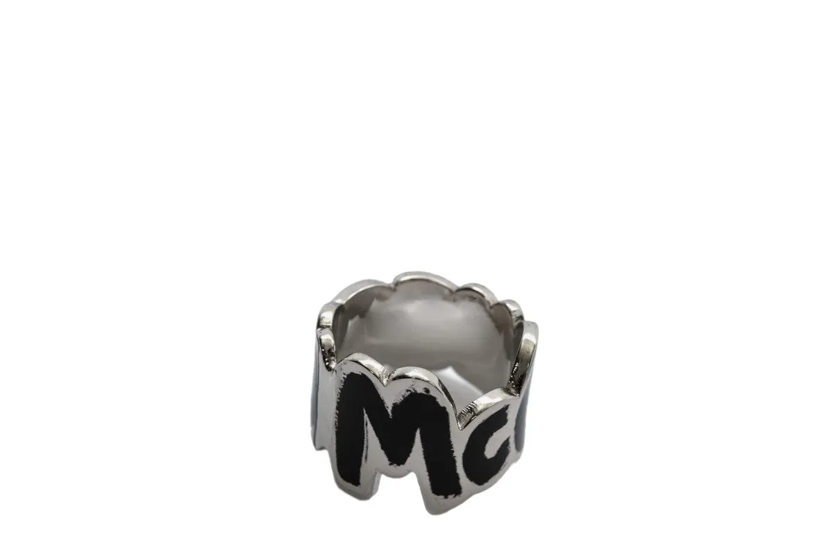 Alexander McQueen Logo Engraved Cut Out Ring