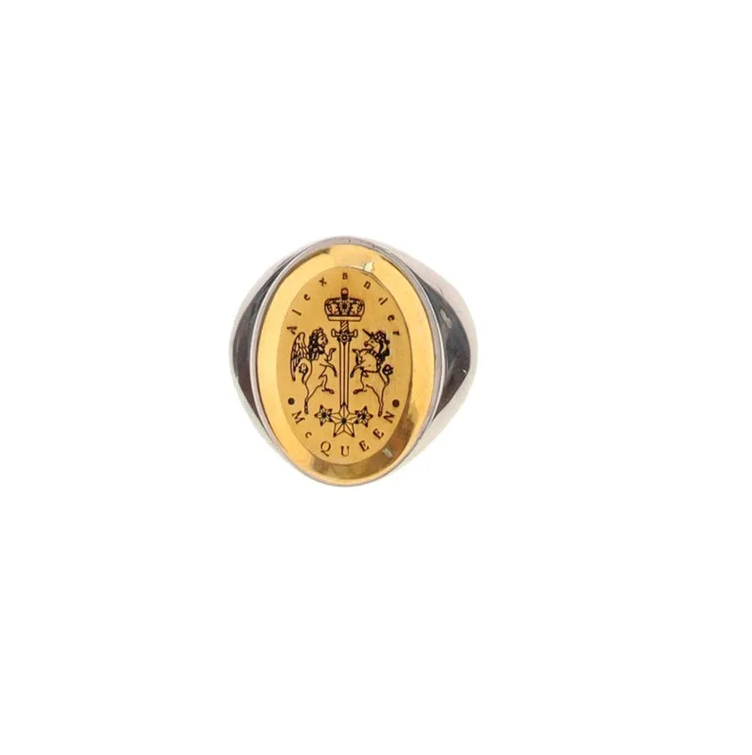 Alexander McQueen Logo Engraved Signet Ring