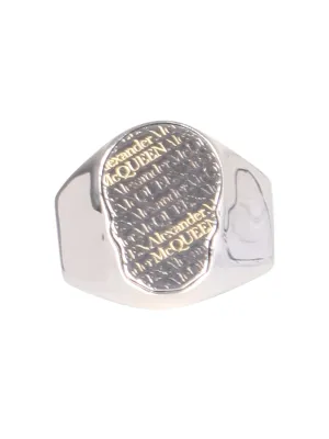 Alexander McQueen Logo Print Skull Ring