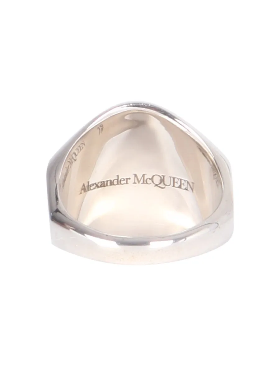 Alexander McQueen Logo Print Skull Ring