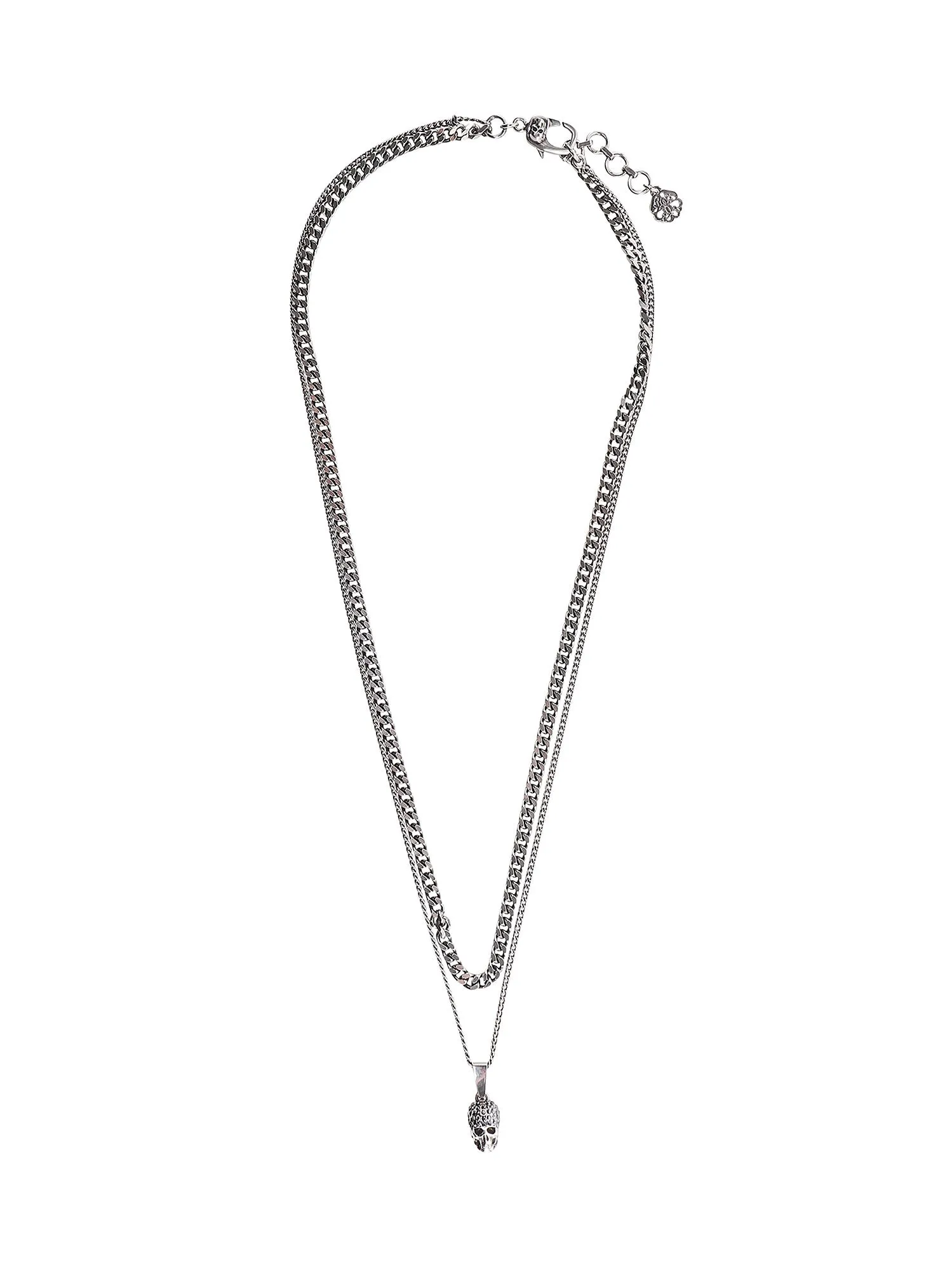 Alexander McQueen Skull-Embellished Double Layer Chain Necklace