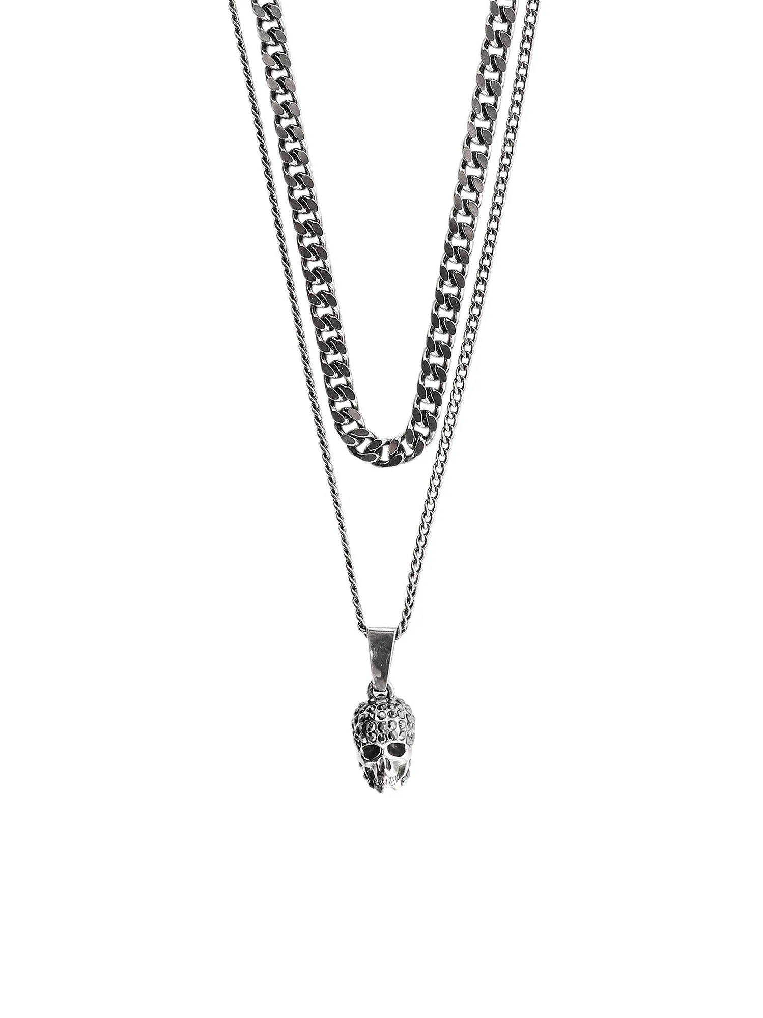 Alexander McQueen Skull-Embellished Double Layer Chain Necklace