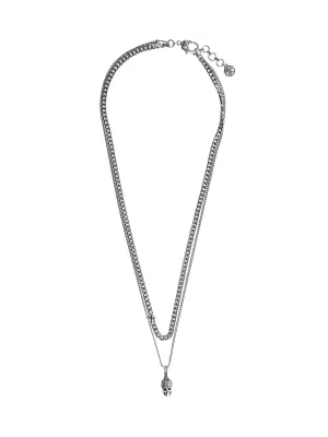 Alexander McQueen Skull-Embellished Double Layer Chain Necklace