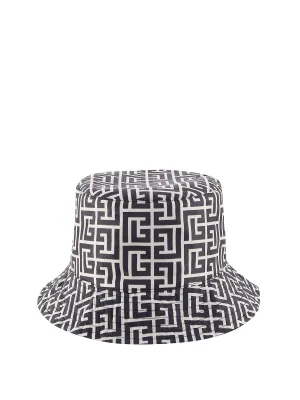 Balmain Monogram Pattern Flat Peak Bucket Hat