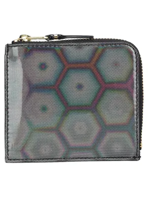 Comme des Garons Wallet Holographic Motif Zip Around Wallet