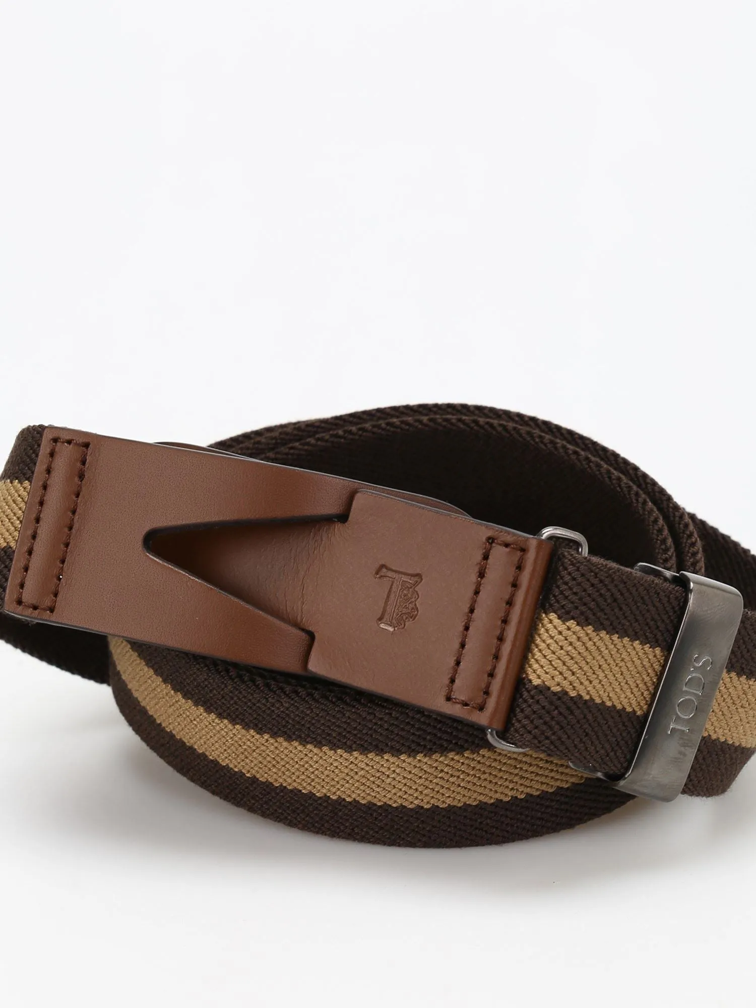 Tod's Logo Embossed Striped Belt