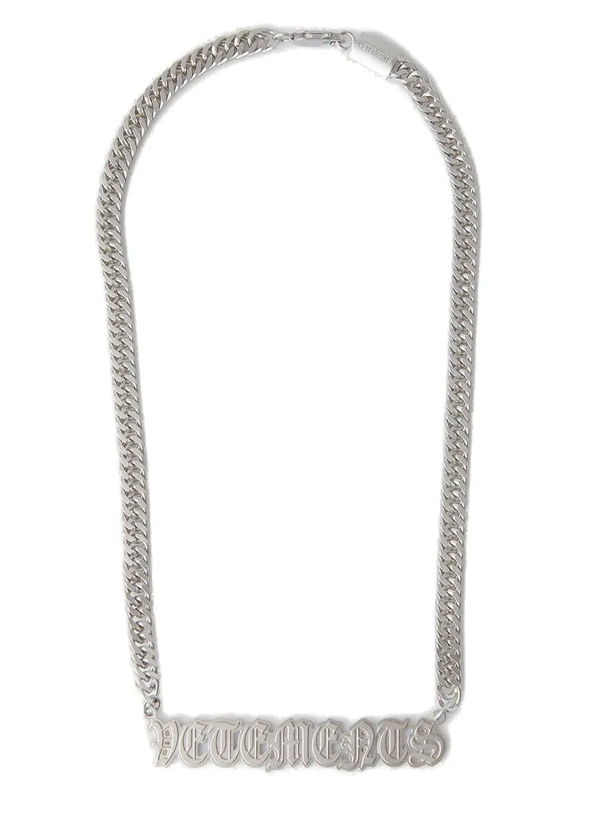 Vetements Gothic Logo Pendant Necklace