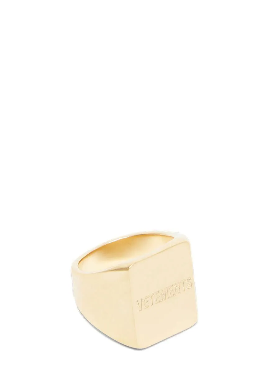 Vetements Logo Engraved Square Ring