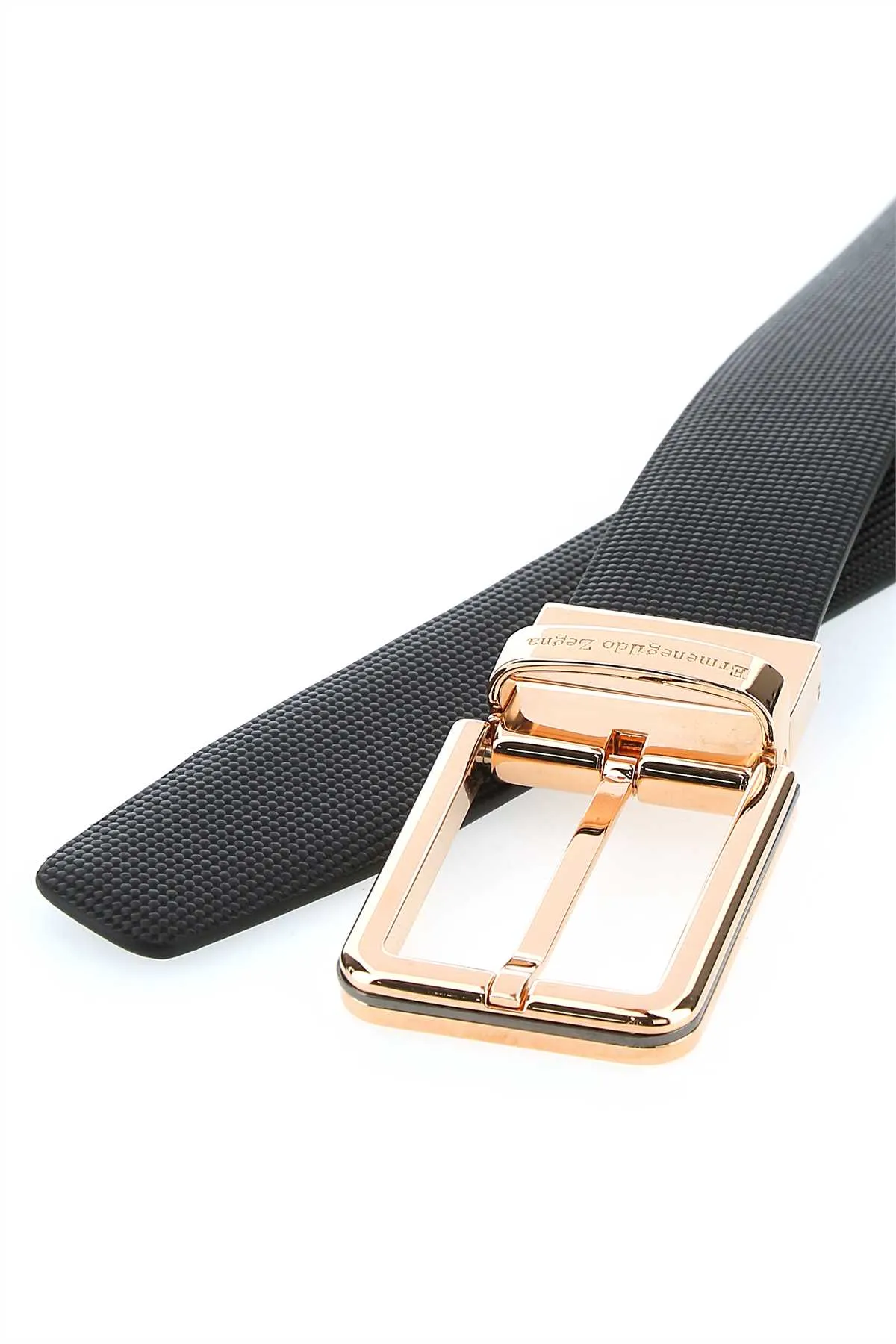 Z Zegna Logo Embossed Buckle Belt